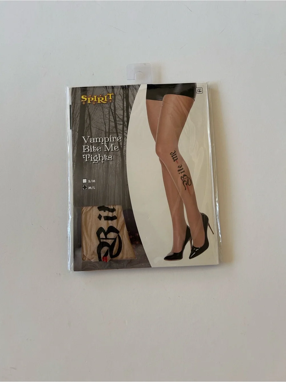 Spirit Sheer Tan 'Bite Me' Tights & Black Lace Hem Leggings Set